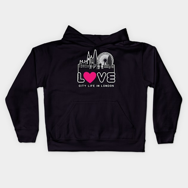 Love City Life in London Kids Hoodie by travel2xplanet